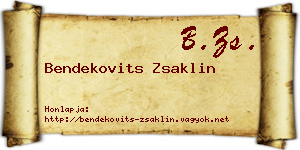 Bendekovits Zsaklin névjegykártya